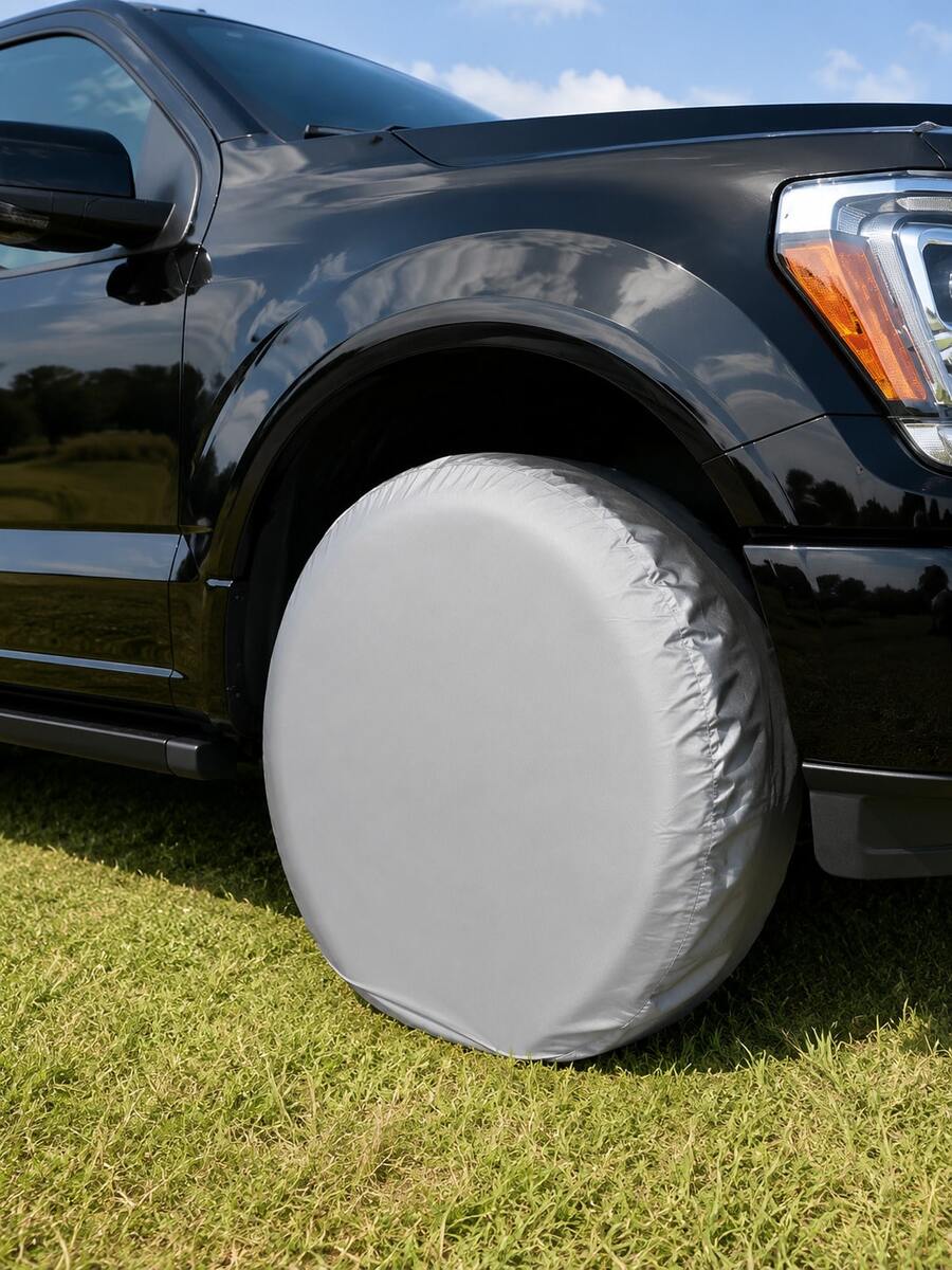 1/2pcs Universal Spare Tire Cover, Heavy Duty Waterproof UV-Resistant Wheel Hub Protector, Fits 25-26 Inch Tires, All-Weather Dust-Proof Frost-Proof Heat-Resistant Corrosion-Resistant Tire Cover, Suitable For SUV, RV, Camper And Trailer