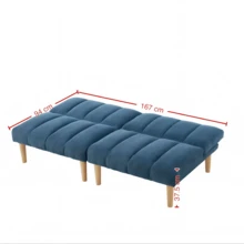 2-Sitzer Sofa Bed Frame 167CM - Convertible Sofa With Adjustable Backrest, Space Saving Bed For - 藍色 - 查看 2