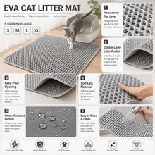1pc Double Layer EVA Cat Litter Mat, Honeycomb Cat Litter Trapping Mat With Easy-To-Tip Pocket, Waterproof & Non-Slip Bottom, Soft & Easy To Clean, Grey, 4 Sizes Suitable For Cat Litter Box Area - Multicolor - View 6