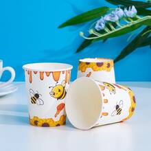 25/10pcs Little Bee Theme Decorative Party Paper Cups, Disposable Party Paper Cups, Cute Cartoon, Paper Material, Suitable For Bee Birthday Party Theme Decoration, Theme Baby Shower, Holiday Party Decoration, Birthday Party, Family Gathering, Birthday Celebration Scene Arrangement, Gift Giving, Baby Shower, Bath, Party Celebration - Multicolor - View 6
