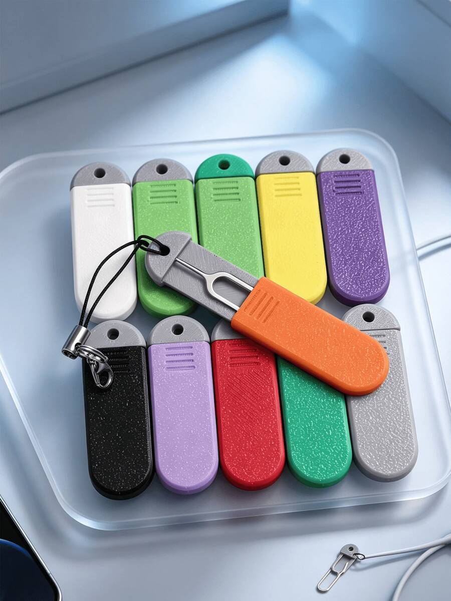 Multi-Color Phone SIM Card Ejector Pin Storage Box, SIM Card Pin Slot (Includes SIM Card Pin), Universal Ejector Pin Portable Storage Box With Lanyard, Travel Storage Box, Compact And Lightweight, Anti-Loss And Durable, Suitable For Smartphones - Multicolor - View 1