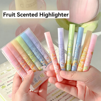 4/6pcs Fruit Scented Highlighter Pens, Soft Pastel Color Highlighter Pen Set, Soft Tip Oblique Tip, Pastel Color Palette, Quick Drying Highlighter Pens, Smudge-Resistant, Perfect For Journaling, Drawing, Doodling And Marking, Back To School Season Must-Have