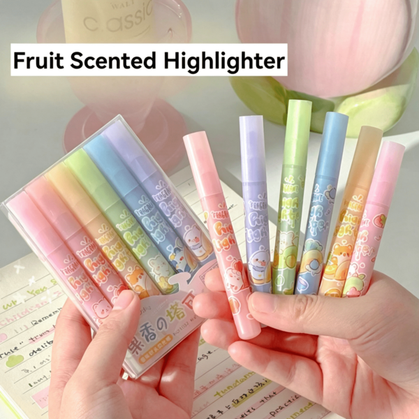 4/6pcs Fruit Scented Highlighter Pens, Soft Pastel Color Highlighter Pen Set, Soft Tip Oblique Tip, Pastel Color Palette, Quick Drying Highlighter Pens, Smudge-Resistant, Perfect For Journaling, Drawing, Doodling And Marking, Back To School Season Must-Have