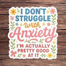 1 pieza Pegatina "Pretty Good At Anxiety", calcomanía floral linda para portátil, pegatina de vinilo con cita de salud mental, regalo de autocuidado, pegatina impermeable y removible para botella de agua, calcomanía floral dulce y duradera para vaso, vuelta a la escuela - etiqueta engomada - Ver 11