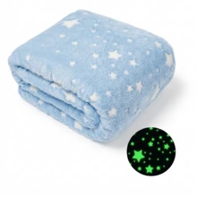 Glow-In-The-Dark Patterned Blanket, Multi-Colored, Made Of 100% High-Quality Polyester Fiber - Blue - View 3