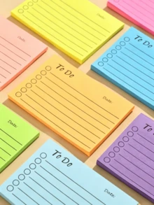 Horizontal Lined Colorful Sticky Notes, Daily Task Planner With To-Do List Notepad, Random 6/4 Packs - Vibrant Random Combination, Easy To Use, Efficient Note-Taking And Organization - Suitable For Students, Office And Home, Back To School Season Essential - A - View 1