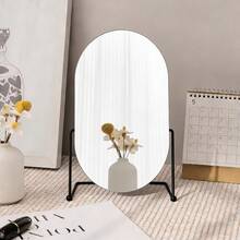 Elegant Gold Oval Vanity Mirror, Fashionable Metal Frame, Polished Glass Mirror Surface, Portable Makeup Mirror For Bedroom And Door Decor, No Power Required, Dorm Decor, Fashionable Mirror Design, Portable Mirror, Decorative Wall Mirror - Multicolor - View 3