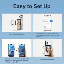 Pantalla Magnética para Vlog de Teléfono, Grabación Inalámbrica 1080P, Monitor de Selfie de Cámara Trasera con Control Remoto Bluetooth, Adecuado para Vlog de Selfie y Transmisión en Vivo, Compatible con Sistemas IOS y Android - Multicolor - Ver 7