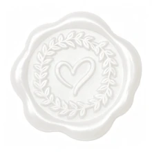 20pcs/Pack 3D Floral Heart Wax Seal Stickers, Wedding Invitation Envelope Seal Stickers, Self-Adhesive Pearl White Stickers, Suitable For Invitations, Gift Packaging, Christmas - Wreath Heart - Pearlescent White - View 3