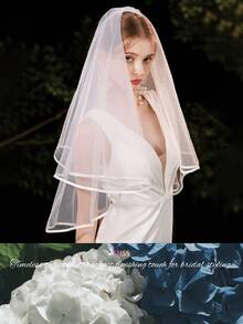 1pc Double Layer Hemmed White Bridal Veil With Comb, Multiple Sizes Available, Wedding Accessory For Wedding Dress, Pre-Wedding Photography, Travel Wedding, Party, Cosplay, Photoshoot, Create Atmospheric Bridal Look - White - View 10