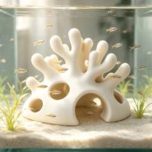 3D White Coral Fish Tank Hideout, Multi-Size Interconnected Hole Design, Large Main Cave With Multiple Ventilation Holes, Suitable For Betta Fish, Tetra, Crystal Shrimp, Cichlids To Hide And Rest, Material That Doesn't Cloud Water - Happy Aquarium - View 7