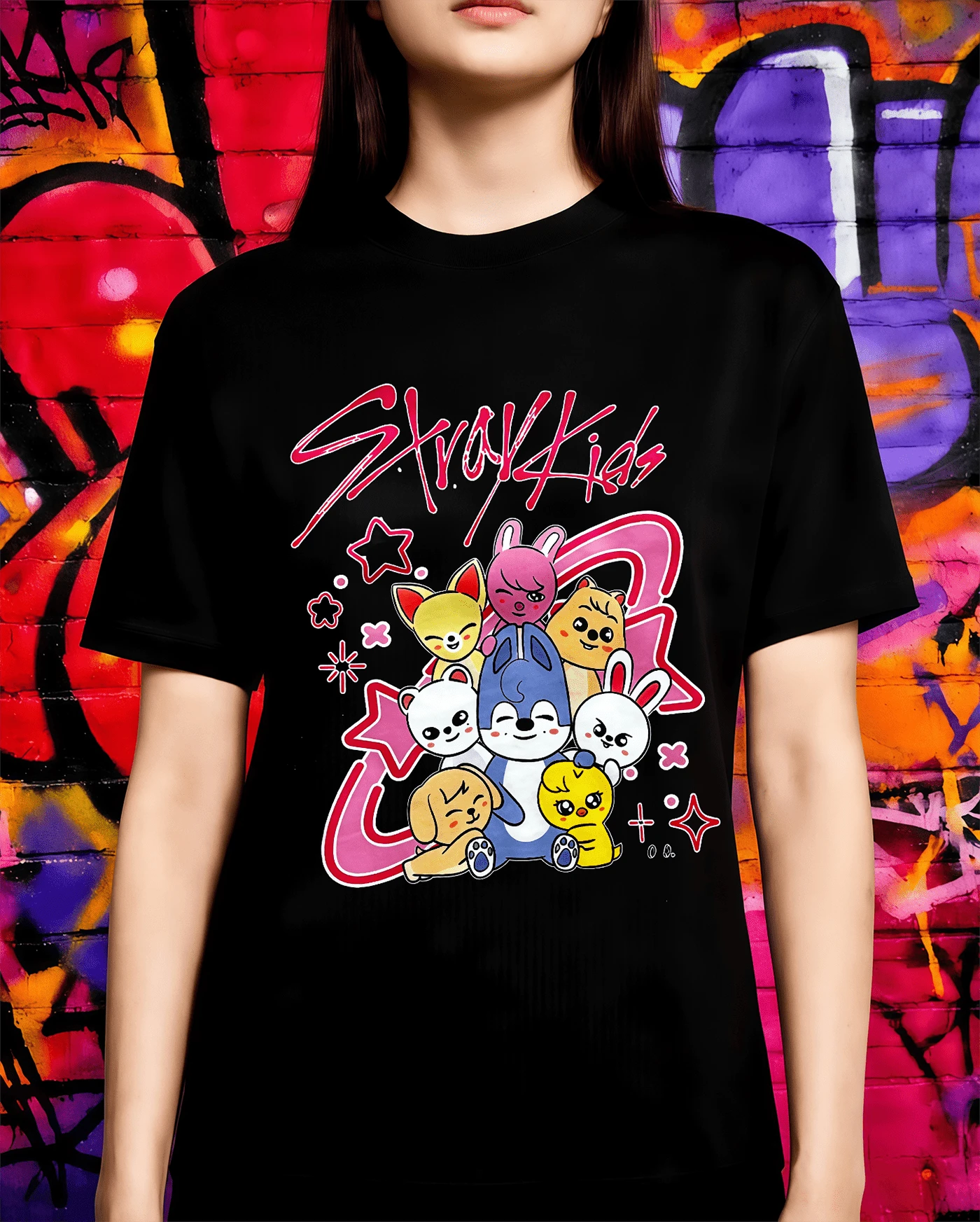 Unisex Celebrity-Print T-Shirt - A Gift For Fans - 黑色 - 查看 1