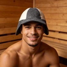 1pc Two-Tone Wool Felt Sauna Hat With Ear Flaps, Thick Heat Insulation Russian Banya Cap, Water Absorbing Spa Steam Room Headwear, Unisex Sauna Accessory For Hot Spring Bath - Baseball Cap - View 3