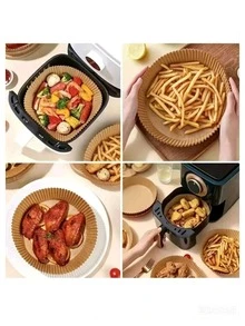 100/50/25片正方形氣炸鍋紙，不沾烘焙紙內襯，防油牛皮紙片，適用於烘焙與油炸 - 彩色 - 查看 4