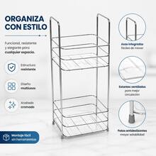 Estantería de pie de dos niveles - Diseño calado en color plata, acabado de alta calidad, duradera y resistente. - por defecto - Ver 7
