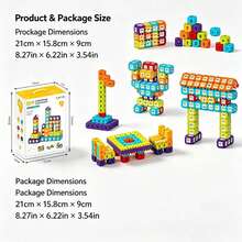 Number Recognition DIY Building Blocks Set, With Number Patterns To Assemble Houses, Towers, Tables And Chairs In Multiple Shapes, Logical Thinking And Fine Motor Skills. Suitable For Home Desktop Assembly, Kindergarten Craft Classes, Recess Educational Play, Christmas, Halloween, Birthday Party Children's Gifts. - Multicolor - View 9