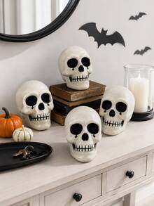 Halloween Skull Decorations, Realistic Skull Props For Indoor Outdoor Halloween Decor, Spooky Skeleton Head Decorations For Haunted House, Graveyard, Yard, Porch, Staircase, Halloween Party And Scary Home Display - Multicolor - View 6