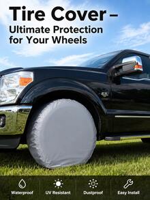 1/2pcs Universal Spare Tire Cover, Heavy Duty Waterproof UV-Resistant Wheel Hub Protector, Fits 25-26 Inch Tires, All-Weather Dust-Proof Frost-Proof Heat-Resistant Corrosion-Resistant Tire Cover, Suitable For SUV, RV, Camper And Trailer - Tire Cover - View 4