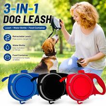 1pc Portable 3-In-1 Retractable Dog Leash With Foldable Water Bowl & Food Container, Multifunctional Outdoor Pet Walking Accessory - Multicolor - View 2