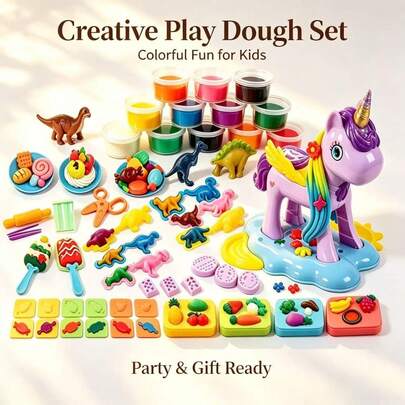 Tianma Barber Clay Mainan Kerajinan Tangan Anak-Anak, Dengan Model Dinosaurus, Cetakan Buah & Sayuran, Set Alat Lengkap, Mengembangkan Koordinasi Mata-Tangan dan Kemampuan Kreatif Anak. Cocok untuk Interaksi Orang Tua-Anak di Rumah, Bermain Santai di Halaman, Bermain di Pesta Natal & Halloween, Kemasan Kotak Hadiah yang Indah, Hadiah Ideal untuk Hari Anak, Ulang Tahun, Paskah.