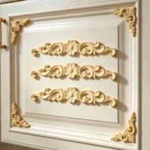 7pcs Solid Wood Carving Horizontal Flowers And Corner Flowers, Home Decorations, Woodworking Supplies, Suitable For Cabinets, Doors And Windows, Background Walls, Porches, Offices And Other Decorations, Holiday Decorations, DIY Decorations. - Multicolor - View 3