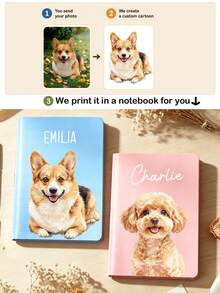 Custom Pet Watercolor Portrait Notebook, Personalized Modern Minimalist Notebook, Custom Pet Portrait Notebook, Personalised Watercolour Pet Journal, Personalised Photo Illustration Gift, Wedding Accessories, Holiday Essential, Wedding Gifts - Multicolor - View 4