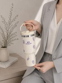 SCALON 30oz/900ML 1PC Large Capacity Insulated Tumbler With Handle And Straw, Portable Stainless Steel Vacuum Leak-Proof Drinking Cup, Ice Tumbler, Travel Mug, Stainless Steel Insulated Cold Cup, Coffee Cup, Suitable For Travel, School, Office, Outdoor, Gym, Home And Other Occasions, Gift For Friends, Family, Holiday Gift, Birthday Gift (Includes Straw) - Multicolor - View 3