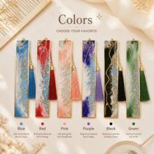 Custom Printed Gilded Gold Foil Epoxy Bookmark With Silk Tassel, Customizable Text As Reading Companion, Resin Marker For Teachers Students Classmates, Sweet Gift For Teacher's Day And Back-To-School Season - Quicksand Bookmark - View 9