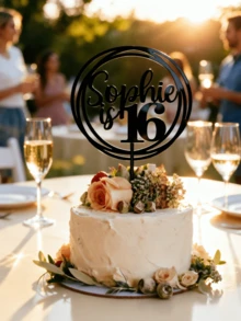 Personalized Birthday Cake Topper, Customizable With Name And Age, Acrylic Mirror Material, Suitable For 13th, 16th, 21st, 30th, 40th, 50th Birthday Party Cake Decoration, Glitter - C-age Cake Label - View 4
