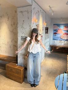 Women's Casual Versatile Daily Wear Denim Jeans With Pockets Fall - Dusty Blue - View 4