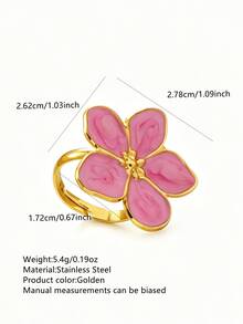 VceTd Random 4/6/8PCS Cute Flower/Fruit/Heart Shaped Design Stainless Steel Women's Jewelry Set Suitable For Women's Daily Wear Or Vacation - Yellow Gold - View 2