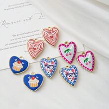 5/10pcs Zinc Alloy Heart Shaped Charm Pendant, Suitable For DIY Jewelry Making, Necklace, Bracelet, Earring, Bag Chain, Keychain, Zipper Decor, Great Gift For Mother's Day Or Girlfriend - Multicolor - View 1