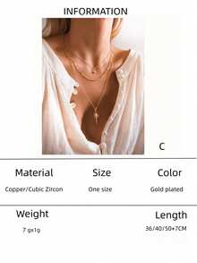 2pcs Gold Multi-Layer Octagonal Star Pendant Necklace, Elegant Layered Collarbone Chain, Suitable For Daily Wear, Party And Vacation - Yellow Gold - View 10
