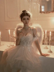 1 pieza Alas de ángel con plumas de colores, accesorio de disfraz personalizado para adultos, adecuado para actuaciones de festivales, cosplay, Halloween - A - Ver 3