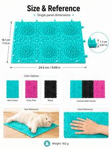 1pc 24.6 X 18.1 X 1.7cm Soft TPR Cat Self-Grooming Massage Pad, Connectable Floor Scratching Mat, Round Bristle Design, Relieves Shedding And Itching, Indoor Cat Grooming Tool - 24.6 X 18.1 cm - View 5