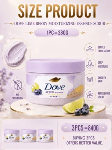 Dove Moisturizing Body Scrub, 280g Full Size, Lime Berry Scent, Long-Lasting Fragrance, Gentle Exfoliating Body Scrub, Moisturizes Dry And Rough Skin, Daily Skincare - Lime Berry Body Scrub - View 5
