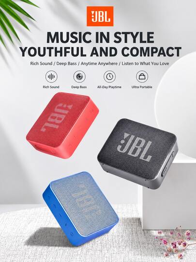 JBL GO ESSENTIAL 2 블루투스 스피커, 전문적인 사운드, 작고 휴대하기 편리함, IP67 등급 방진 방수, 무선 블루투스 연결, Type-c 충전, 블루/블랙/레드