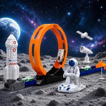 Pista Infantil Tema Espaço Corrida Looping Foguete Satélite - 226 - Visão 4