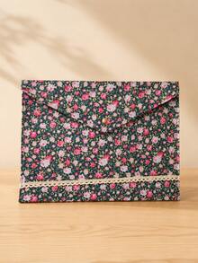 1/2Pcs Random Color Floral Print Fabric File Envelope, Large Capacity Document Storage Folder For Office & Household Paper Bill Organizer - Multiple Styles - View 8