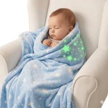 Glow-In-The-Dark Patterned Blanket, Multi-Colored, Made Of 100% High-Quality Polyester Fiber - Blue - View 4
