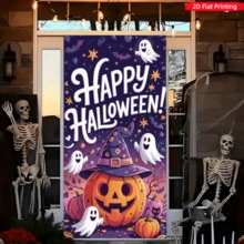 2D Flat Banner 1pc Day Of The Dead Theme Vintage Pumpkin Painted Backdrop, Suitable For Outdoor/Indoor Yard/Garden/Lawn Entrance/Porch Window Party Decoration Halloween Decoration - A - View 2