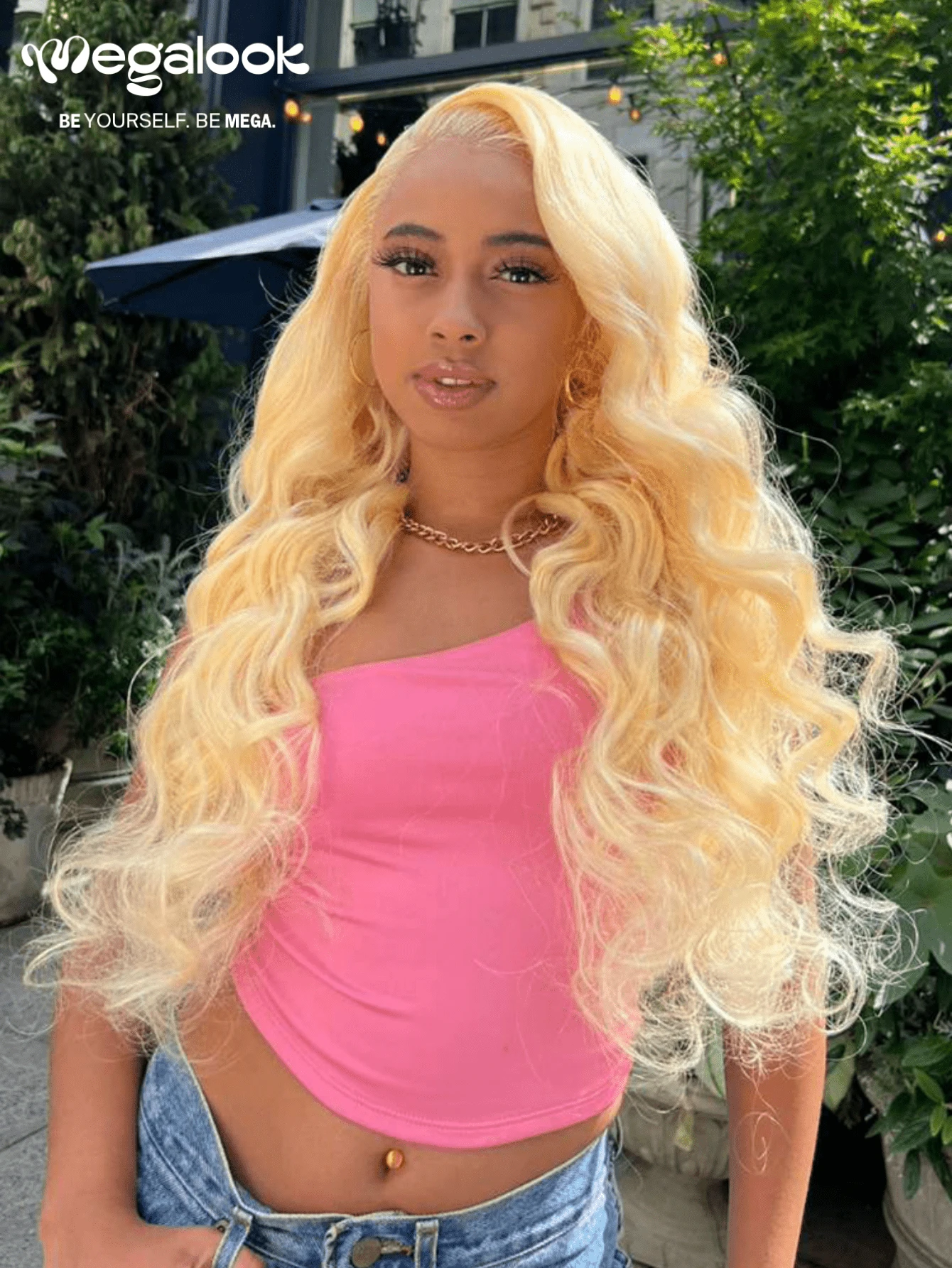 MEGALOOK #613 Blonde 13x4 Lace Front Wig Body Wave 100% Human Hair Transparent Lace 200% Density Pre Bleached Knots Pre-Plucked Natural Hairline Beginner Friendly For Women - SNatural - View 1