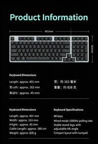 Logitech Keyboard mekanik berkabel K828 dengan lampu latar, tata letak 98 tombol, sakelar linier, desain tombol mengambang, penekanan tombol yang responsif, cocok untuk penggunaan di rumah, kantor, dan bermain game. Peningkatan dari K845, wajib dimiliki untuk setiap pengaturan meja. - View 11