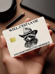 1pc Raccoon Official Credit Card Sticker Privacy Protection Card Skin, Cute Pet Holiday Birthday Gift PVC Material Anti-Fingerprint Anti-Scratch Wear-Resistant Card Sleeve Skin, Suitable For Men, Women, Couples, Small Chip Card, Bank Card Decoration Sticker, Credit Card, Transportation Card, Student Campus Card Personalized DIY - Type a - View 1
