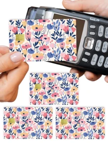 1pc Floral Credit Card Sticker Privacy Protection Card Skin, Flower Holiday Birthday Gift PVC Material Anti-Fingerprint Anti-Scratch Wear-Resistant Card Sleeve, Suitable For Men, Women, Couples, Small Chip Card, Bank Card Decoration Sticker, Credit Card, Transportation Card, Student Campus Card Personalized DIY - Type a - View 3