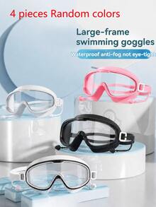 4PCS Fog-Proof & High-Definition Swimming Goggles With Ear Plugs, Adult Swimming Goggles, Big Frame Design, Waterproof & Anti-Fog, Clear, Unisex, Beach Essentials, Beach Accessories, Back To School - Multicolor - View 14