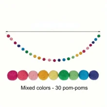 30pcs 2.5cm Colorful Pom Pom Garland, Holiday Atmosphere Decoration, Felt Ball Hanging Ornaments, Colorful Pom Pom String Pennant Flags For Birthday Party, Christmas - Colorful Pom-poms - View 13