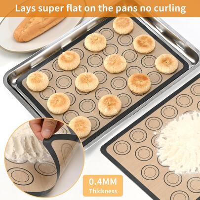 3pcs Silicone Baking Mats With Positioning Rings, 42*29.5cm Fits Home Half Sheet Pan, Red Gray Black Color Combination, Silicone Heat Resistant, Round Scale Rings For Precise Macaron And Cookie Making, Non-Stick Surface No Need For Parchment Paper Or Oil Spray, Easy Release After Baking, Washable And Dishwasher , Lightweight And Rollable Storage, Multi-Functional For Baking And Kneading