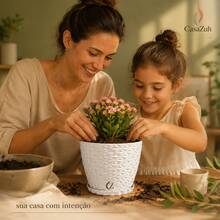 Vaso de planta modelo diamante altura de 20 cm - Branco - Visão 6