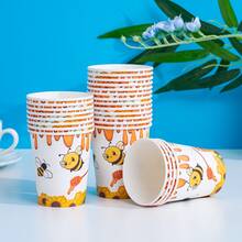25/10pcs Little Bee Theme Decorative Party Paper Cups, Disposable Party Paper Cups, Cute Cartoon, Paper Material, Suitable For Bee Birthday Party Theme Decoration, Theme Baby Shower, Holiday Party Decoration, Birthday Party, Family Gathering, Birthday Celebration Scene Arrangement, Gift Giving, Baby Shower, Bath, Party Celebration - Multicolor - View 1